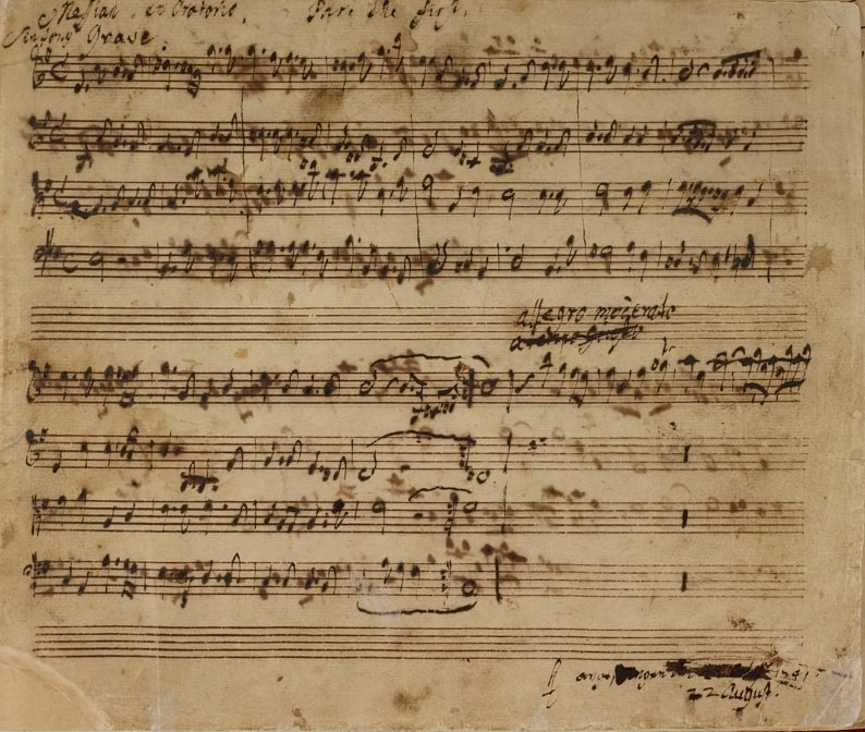 Оригинальная партитура Генделя для дублинской премьеры «Мессии», © Британская библиотека