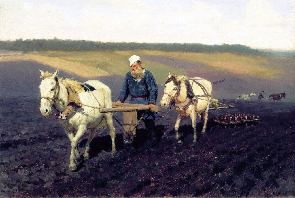 И.Е. Репин «Пахарь. Лев Толстой на пашне», 1887 © ГТГ