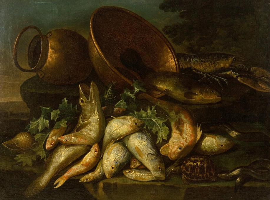 Элена Рекко «Натюрморт с рыбами, черепахой и угрями», конец XVII — начало XVIII века