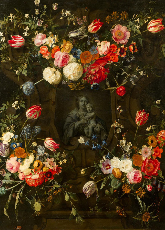 Франс Эйкенс «Мадонна с младенцем, окруженная цветами», 1662 