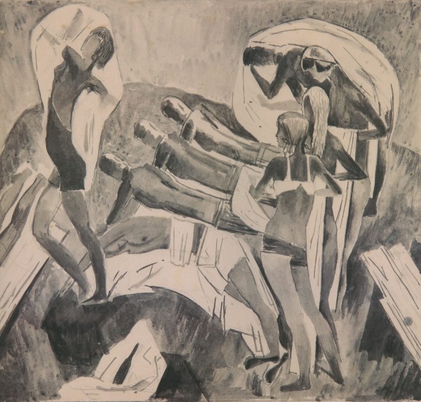 А Н Самохвалов. Эскиз картины «Радость жизни», 1927. Бумага черная акварель © ГРМ