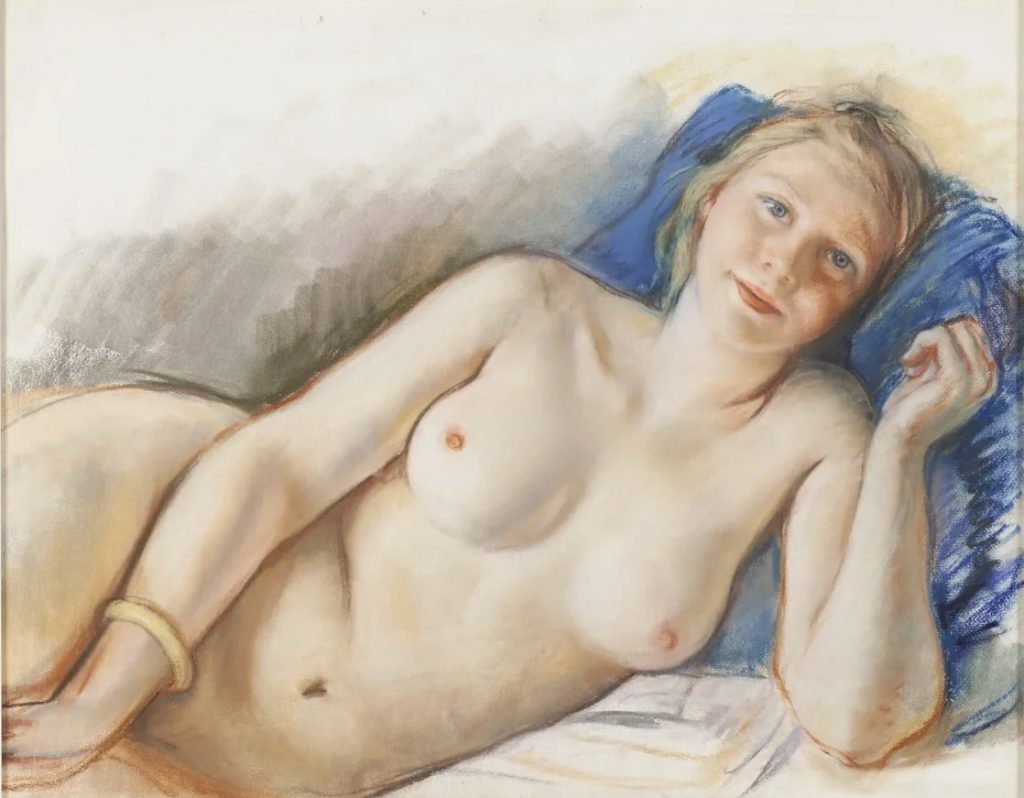 Зинаида Серебрякова «Лежащая обнаженная на синей подушке», конец 1920-х — начало 1930-х © Sotheby’s