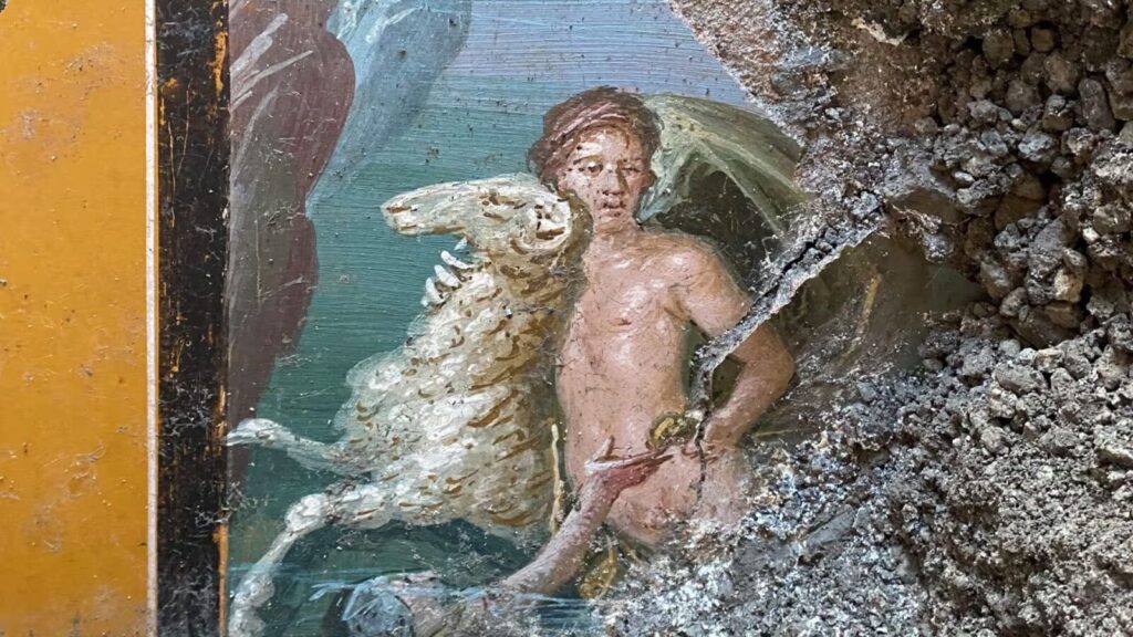 Фреска с изображением сцены из мифа о Фриксе и Галле © Pompeii archeological park