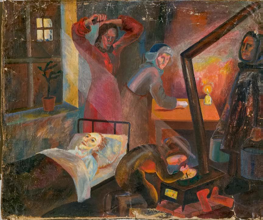 Т. Н. Глебова «Блокада», 1942. Картон, масло © Музей истории Санкт-Петербурга