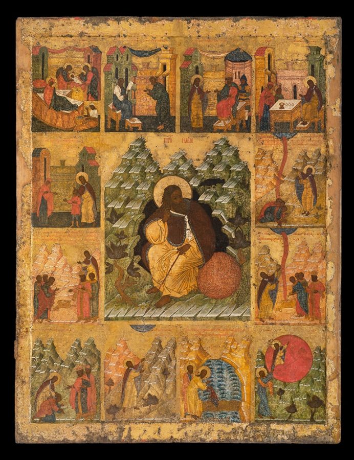 «Илия Пророк в пустыне, с житием», XVI век © ГТГ