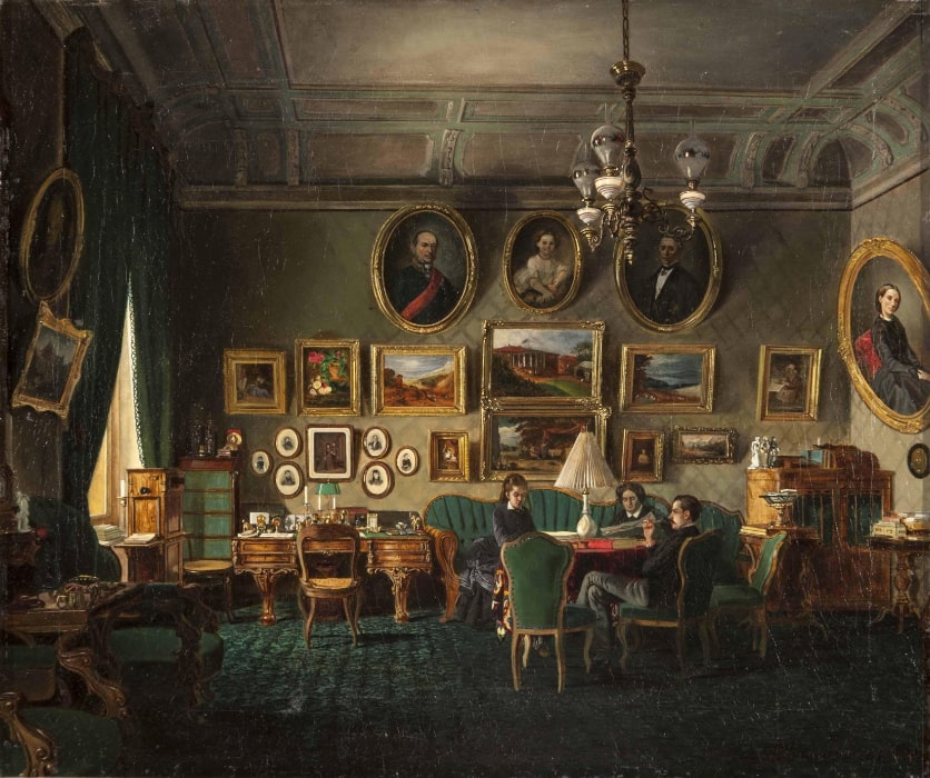 М.Н. Васильев «Интерьер» («Семейный портрет Митусовых»), 1872 © ГРМ