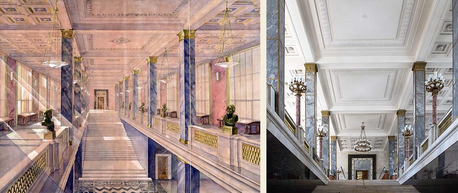 Исторический облик Мраморной лестницы © Государственный музей архитектуры имени А. В. Щусева