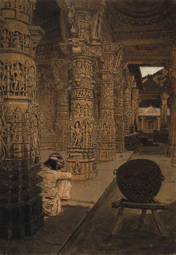В.В. Верещагин «Колоннада в Джаинском храме на горе Абу вечером», 1874-1876 © ГРМ