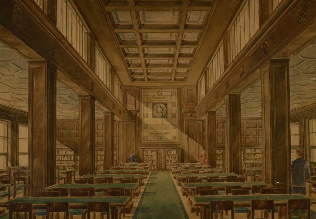 Е.Е. Лансере «Читальный зал Государственной библиотеки имени В.И. Ленина», 1939 © МУАР