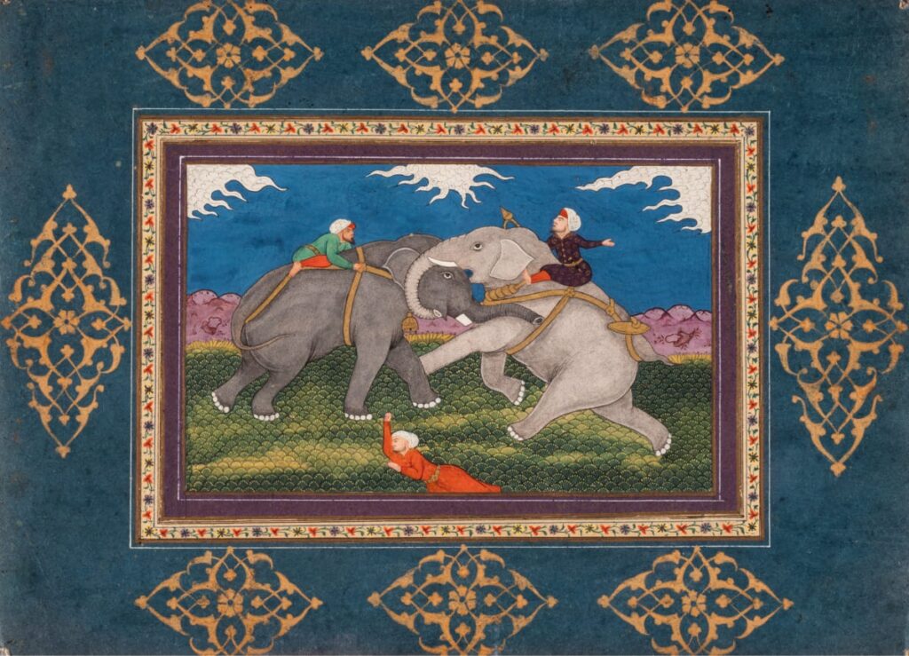 Миниатюра «Борьба слонов», Индия., XIX в © ГМВ