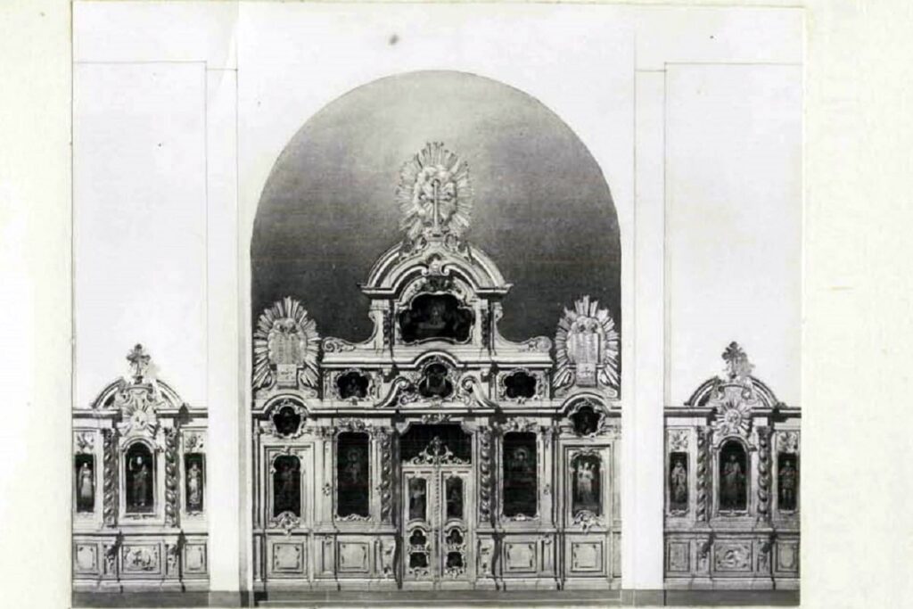 Вариант проекта иконостаса Смольного собора, архитектор М.Е. Месмахер, 1874 © СПбГУ
