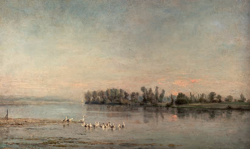 Шарль Франсуа Добиньи «Утро. Стая гусей на реке», 1858 