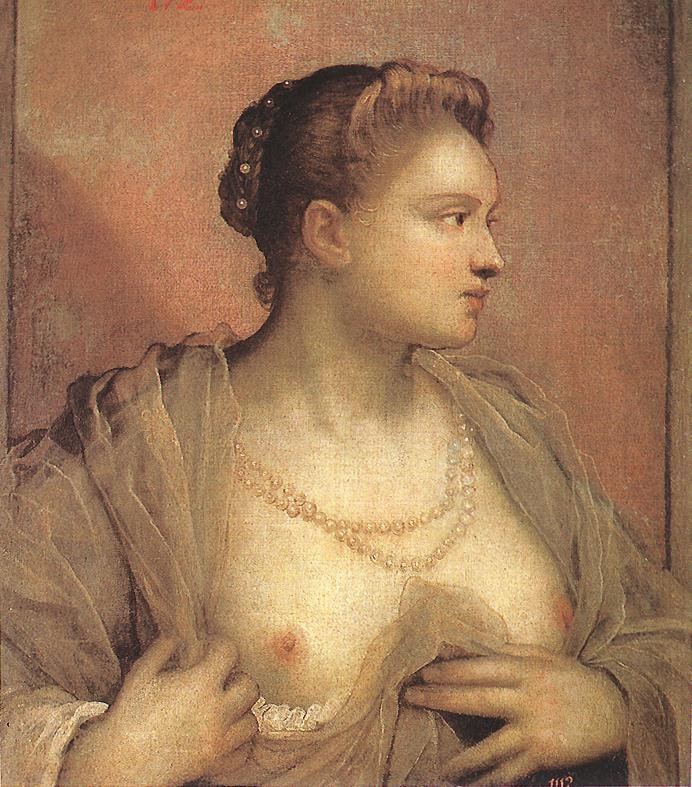 Якопо Тинторетто «Портрет женщины с обнаженной грудью», ок. 1570 © Музей Прадо, Мадрид