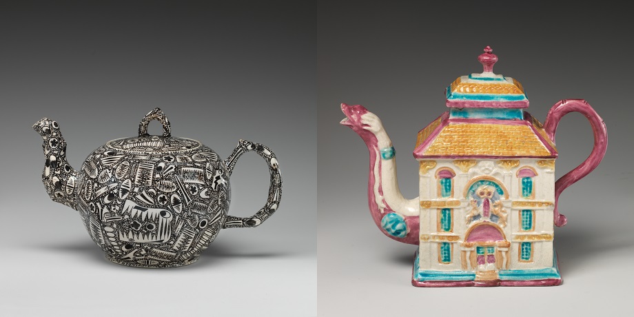 Чайник с росписью «Ископаемые» (прибл. 1760-1765 гг.) и чайник в форме домика (прибл. 1755 год) © The Metropolitan Museum of Art
