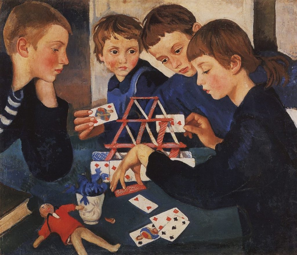 Зинаида Серебряков «Карточный домик», 1919 © ГРМ.
